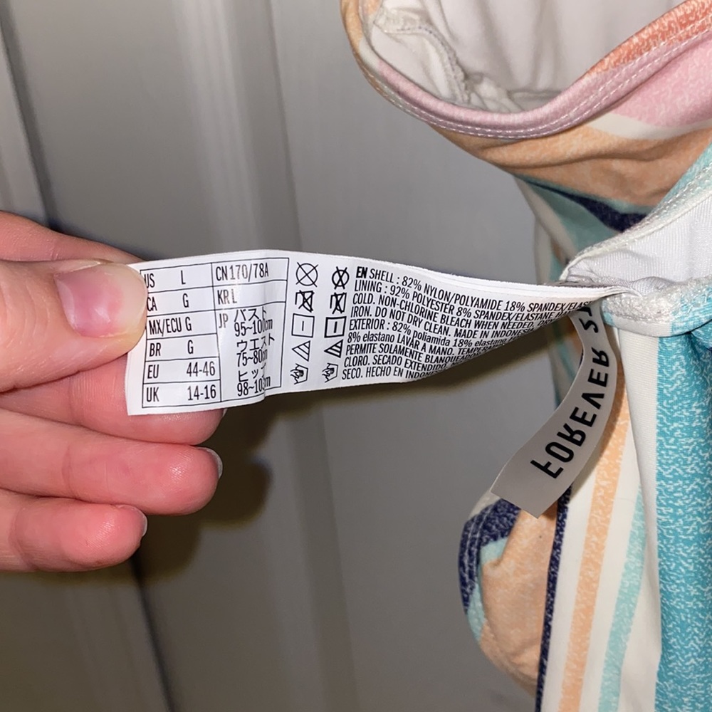 Forever 21 One Piece High Cut Striped Bathing Suit - Picture 3 of 3
